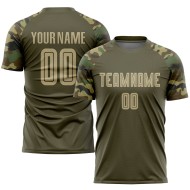Gold-Camo Sublimation Salute To Service Uniform Soccer Olive Custom Jersey Vegas