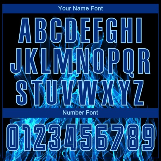 Blue Custom Flame Uniform Sublimation Royal-Light Black Jersey Soccer