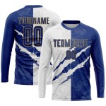 White-Old Scratch Jersey Royal Gold Soccer Graffiti Pattern Custom Uniform Sublimation